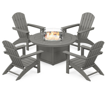 Nautical 5-Piece Adirondack Chair Conversation Set with Fire Pit Table