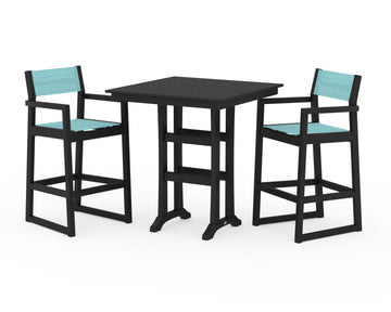 EDGE Sling Arm Chair 3-Piece Farmhouse Bar Set with Trestle Legs