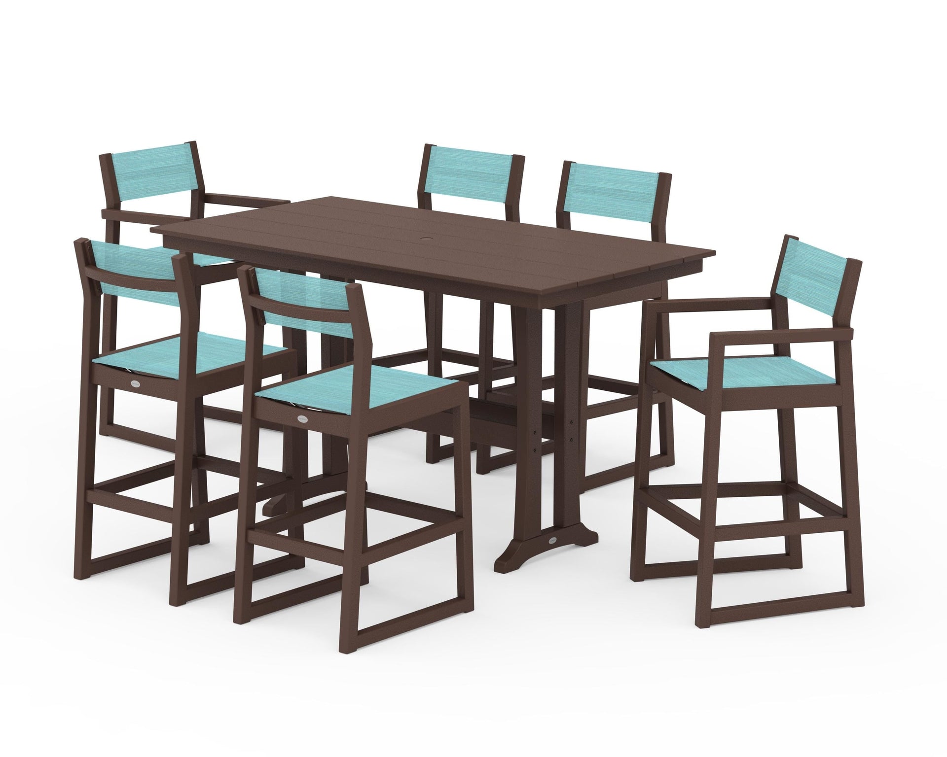EDGE Sling 7-Piece Farmhouse Bar Set with Trestle Legs