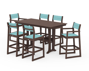EDGE Sling 7-Piece Farmhouse Bar Set with Trestle Legs