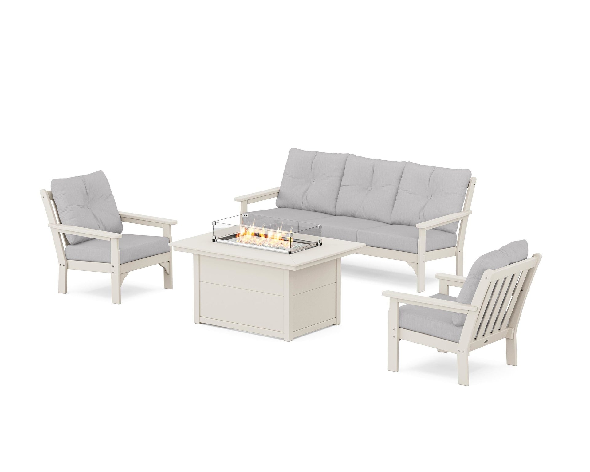 Vineyard Deep Seating Fire Pit Table Set