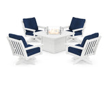 Vineyard 5-Piece Deep Seating Swivel Conversation Set with Fire Pit Table