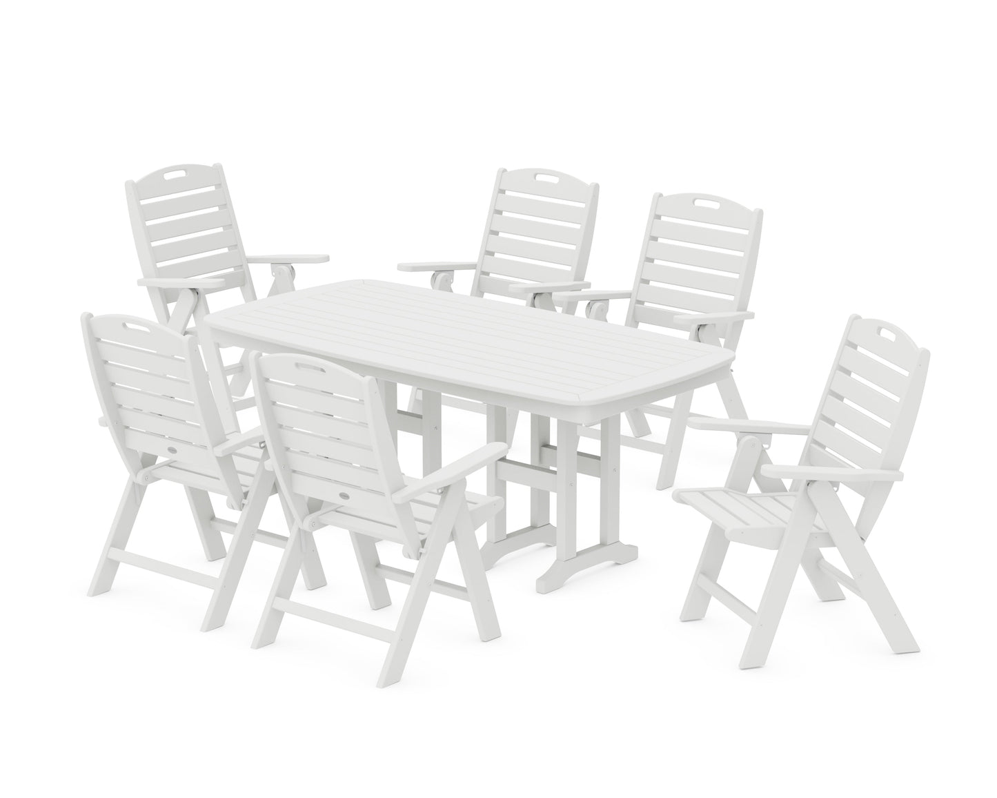Nautical Folding Highback Chair 7-Piece Dining Set