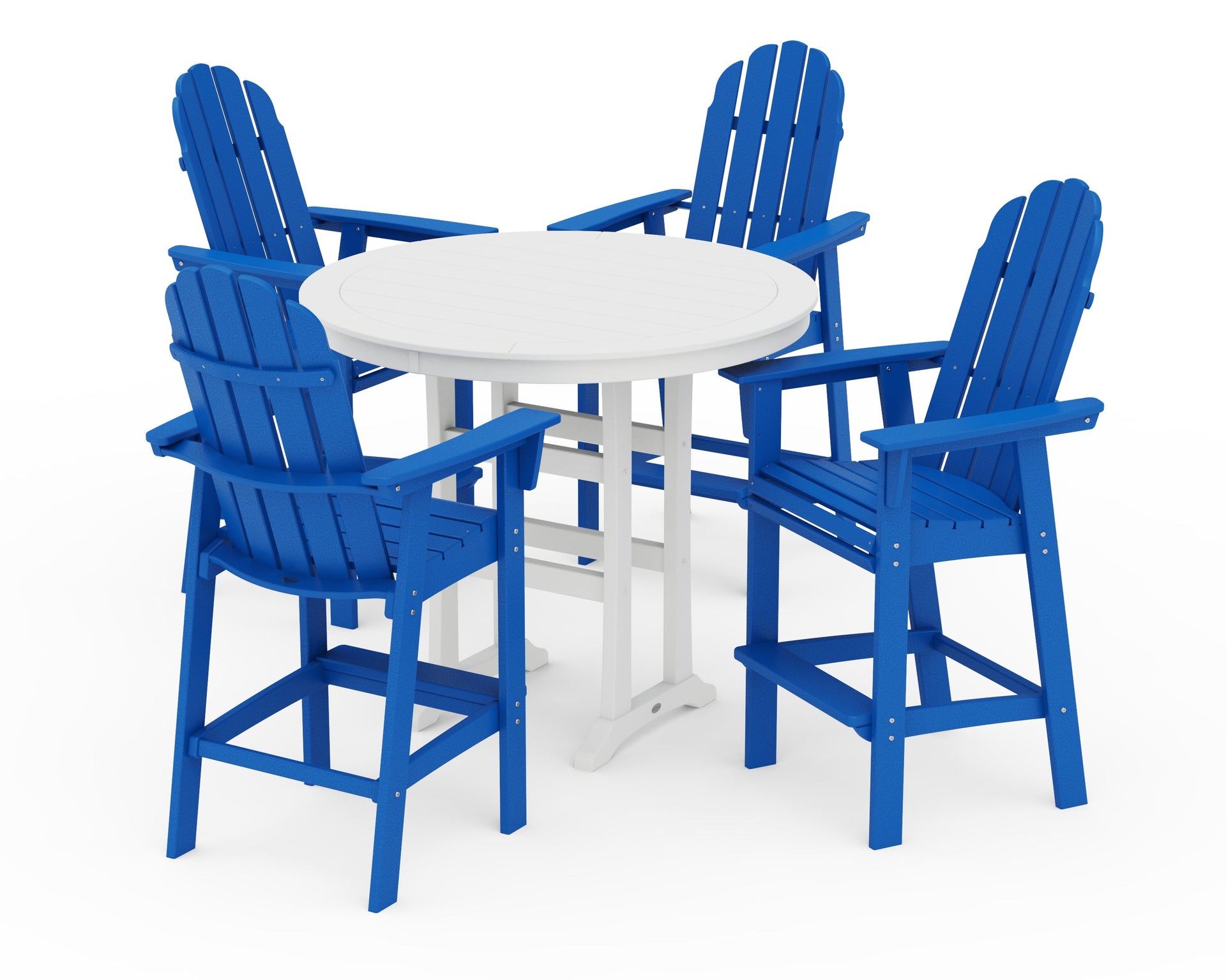 Vineyard Curveback Adirondack 5-Piece Nautical Trestle Bar Set