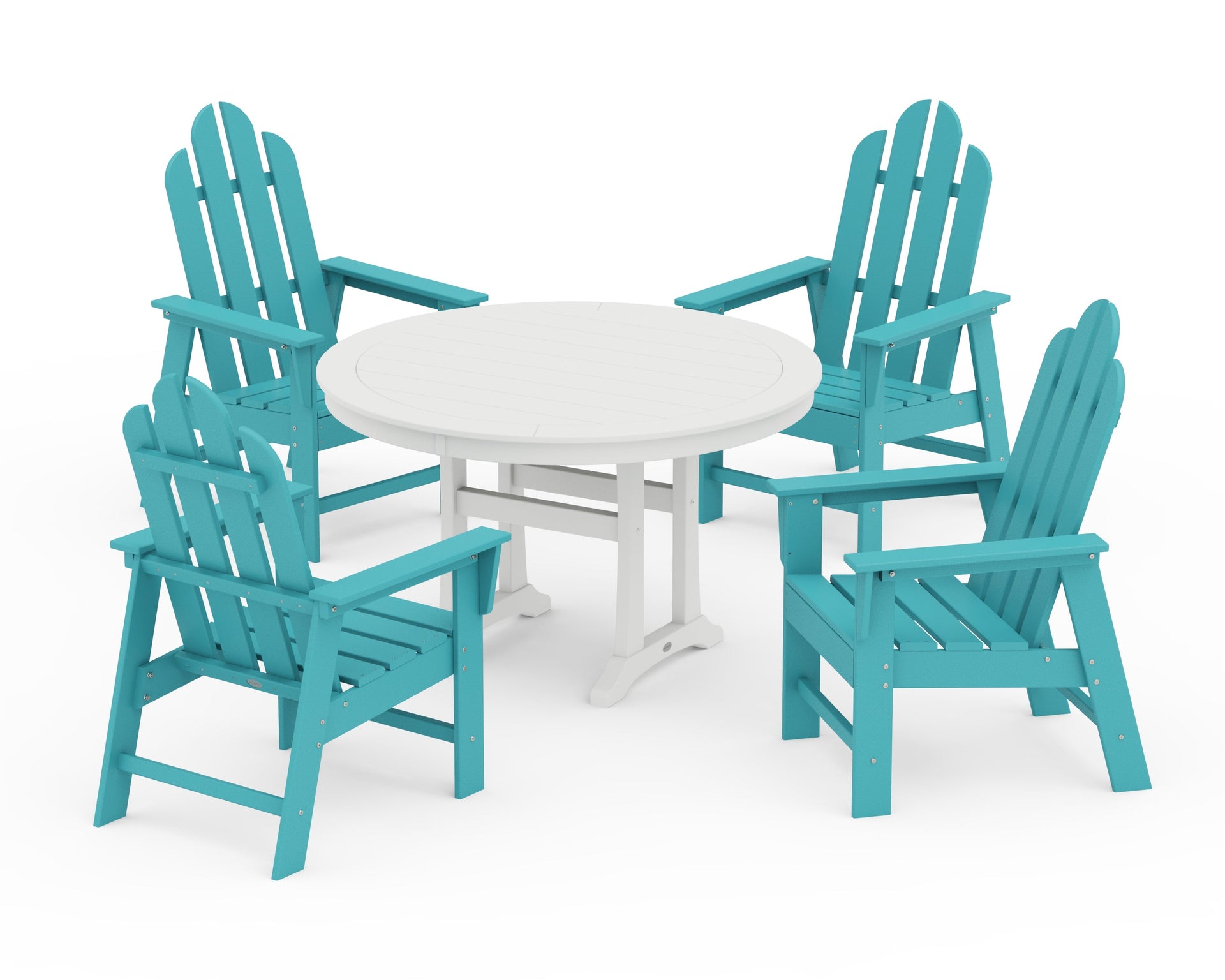 Long Island 5-Piece Round Dining Set with Trestle Legs