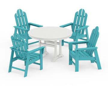 Long Island 5-Piece Round Dining Set with Trestle Legs