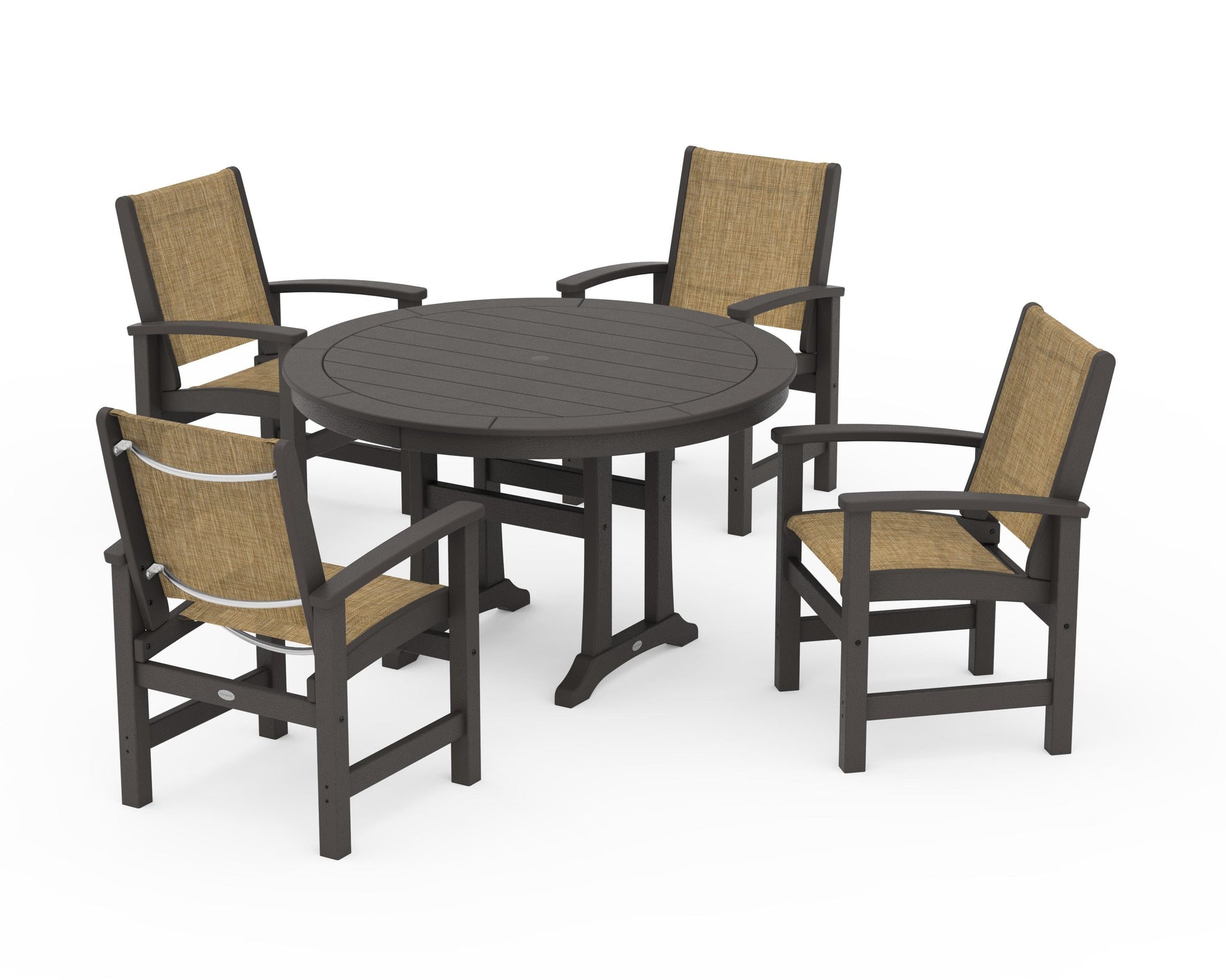 Coastal 5-Piece Round Dining Set with Trestle Legs