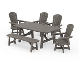 Nautical Adirondack Swivel 6-Piece Rustic Farmhouse Dining Set With Trestle Legs