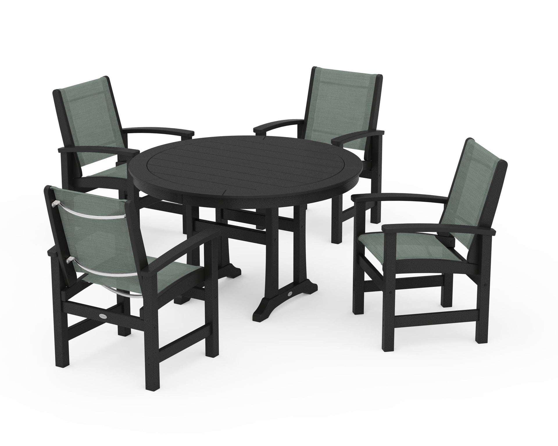Coastal 5-Piece Round Dining Set with Trestle Legs