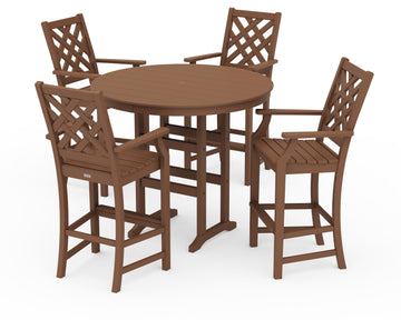 Wovendale 5-Piece Round Farmhouse Bar Set