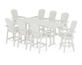 Nautical Curveback Adirondack Swivel 9-Piece Bar Set with Trestle Legs
