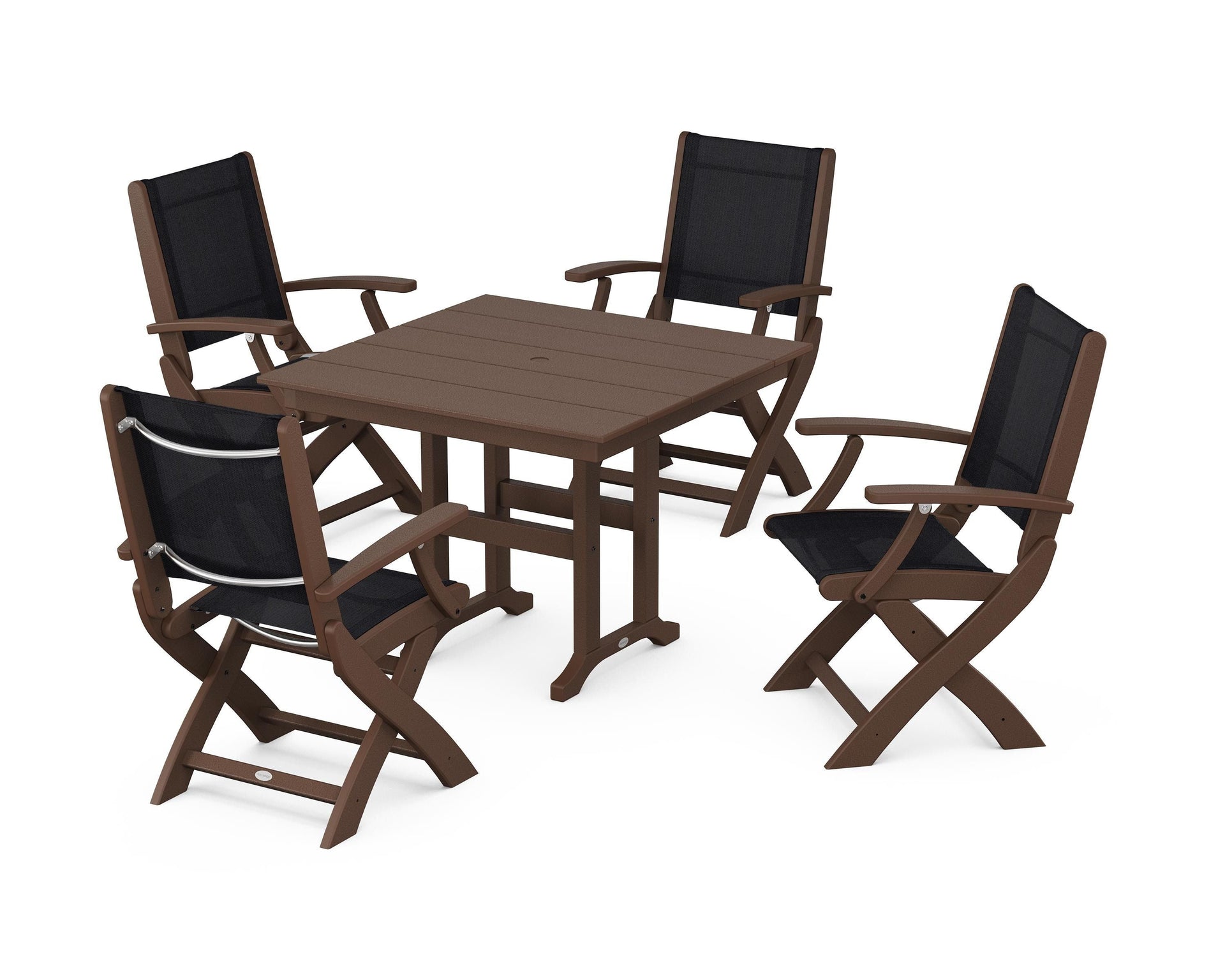 Coastal Folding Chair 5-Piece Farmhouse Dining Set