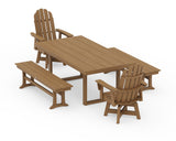 Vineyard Curveback Adirondack Swivel Chair 5-Piece Dining Set with Benches