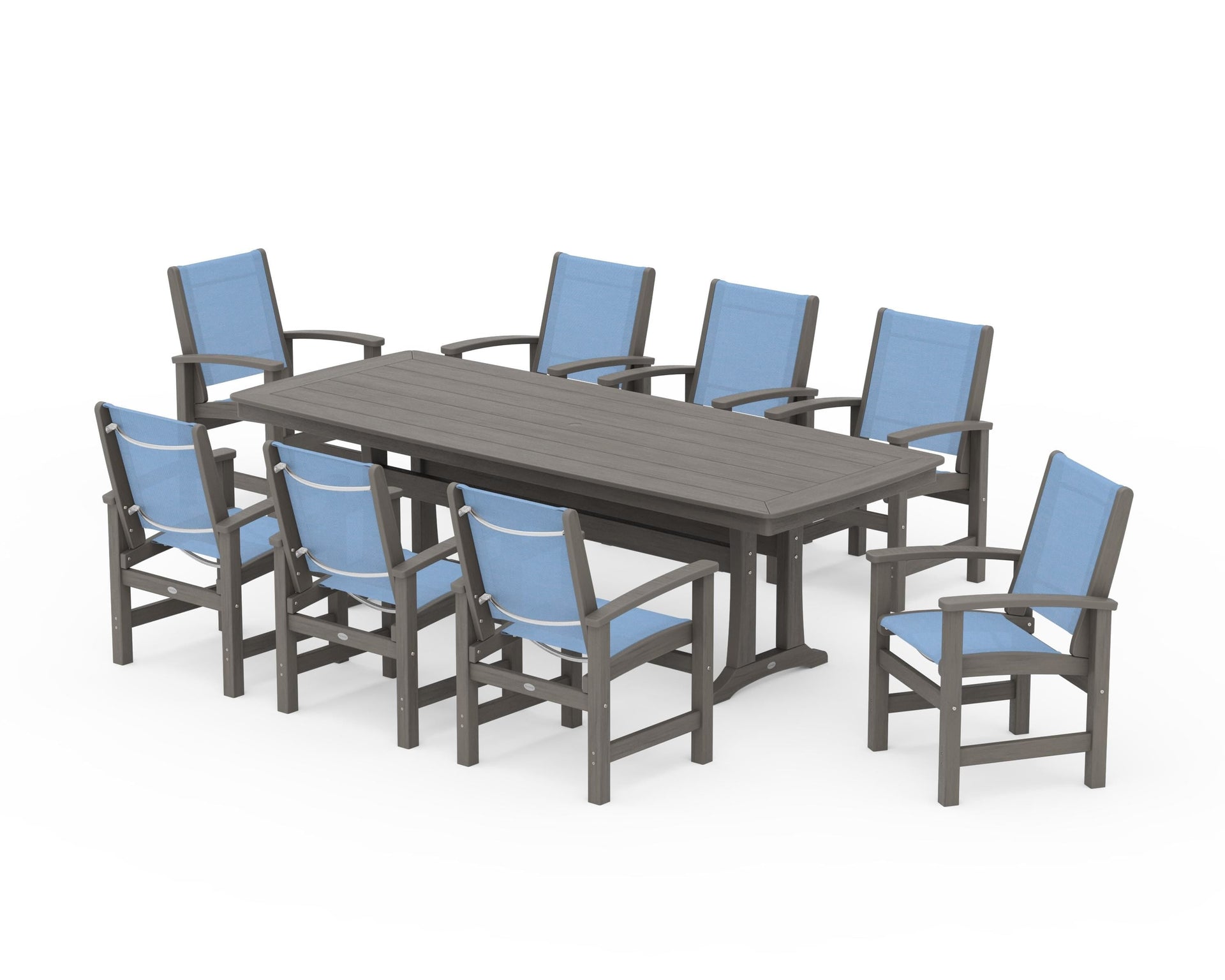 Coastal 9-Piece Dining Set with Trestle Legs