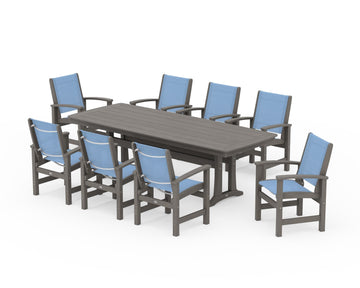 Coastal 9-Piece Dining Set with Trestle Legs
