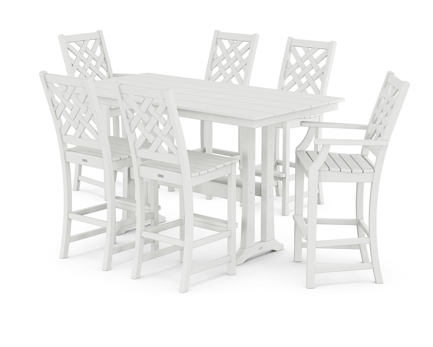 Wovendale 7-Piece Farmhouse Bar Set with Trestle Legs