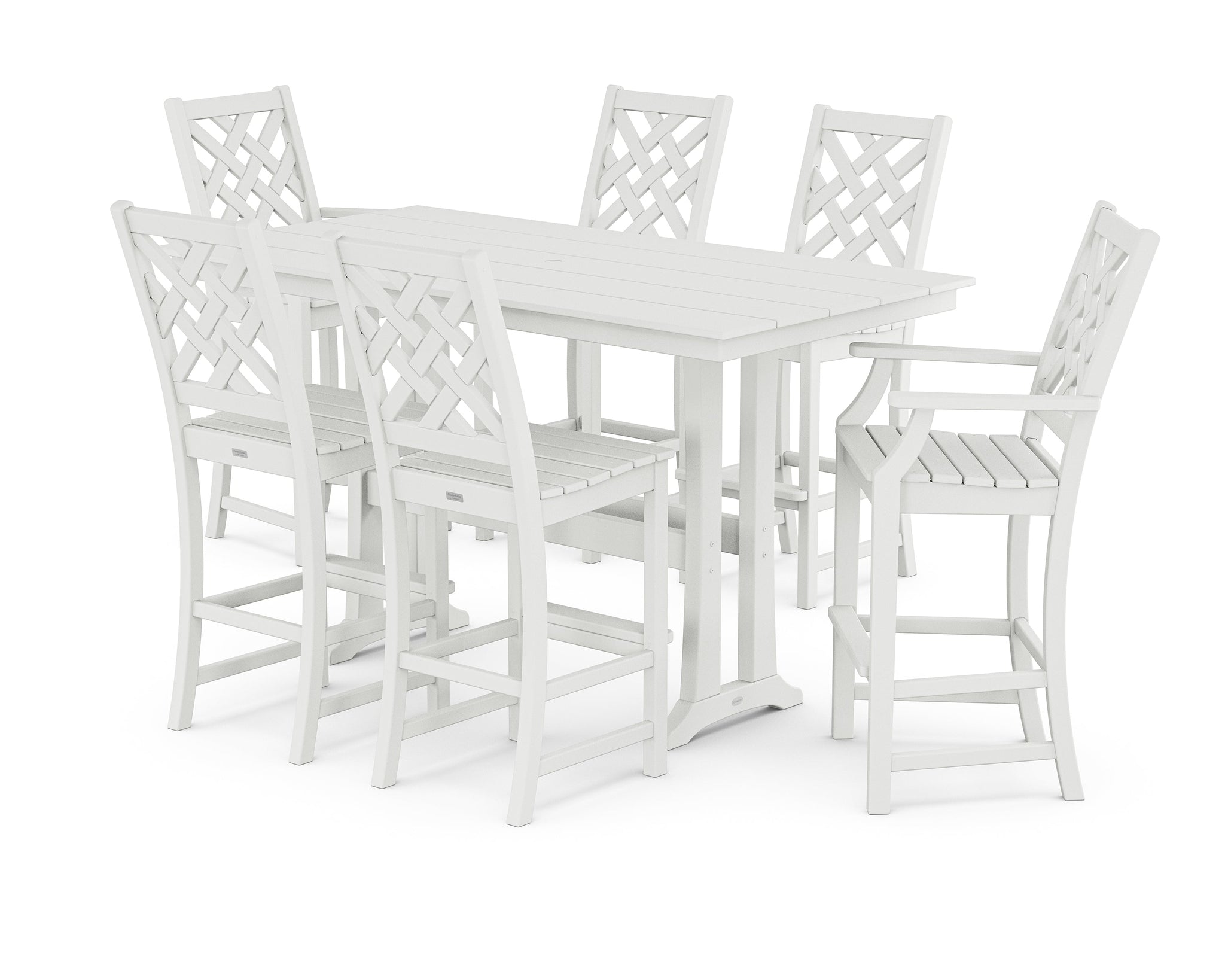 Wovendale 7-Piece Farmhouse Bar Set with Trestle Legs