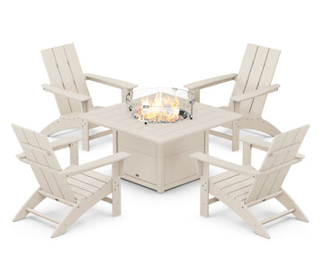 Modern 5-Piece Adirondack Chair Conversation Set with Fire Pit Table