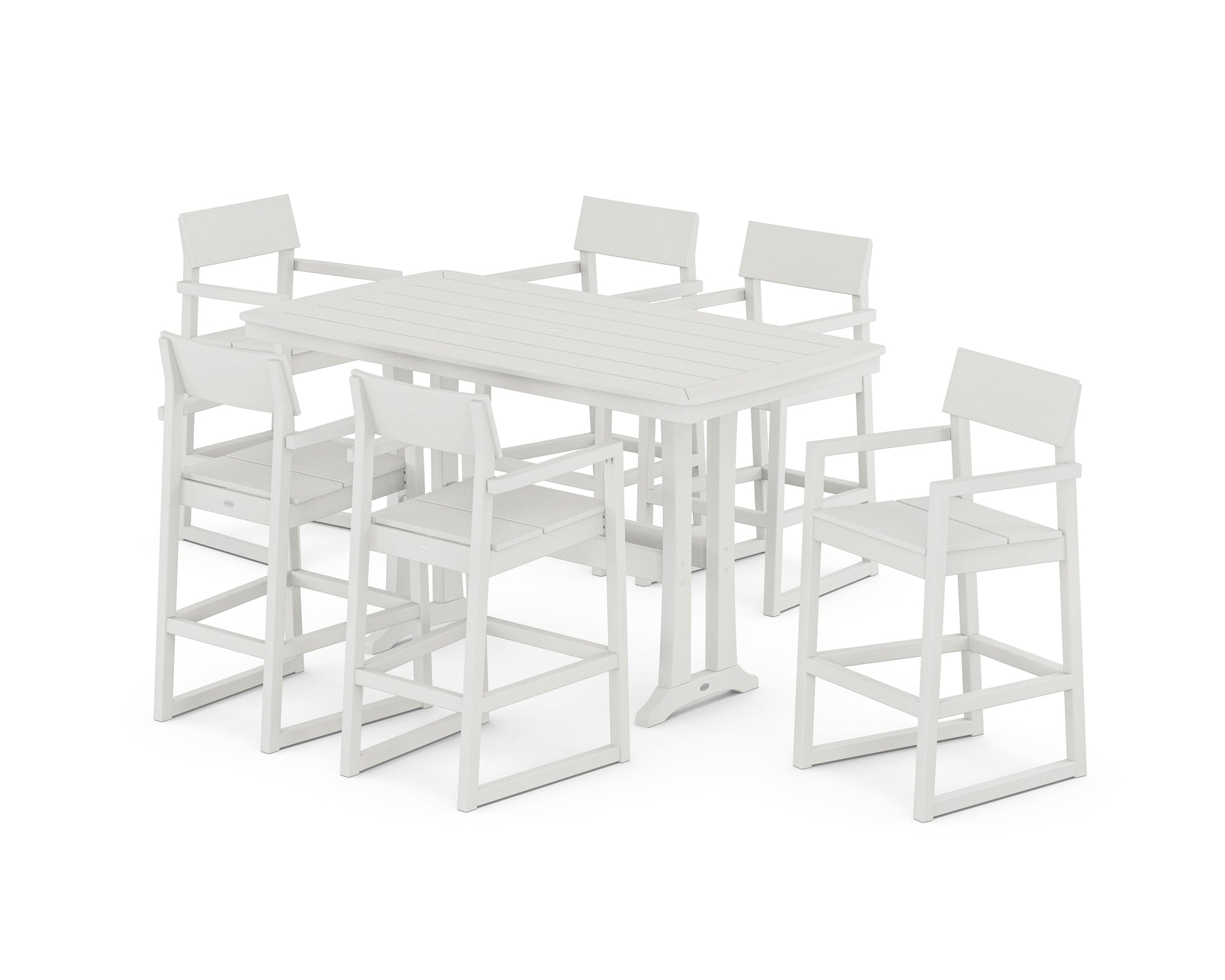 EDGE Arm Chair 7-Piece Bar Set with Trestle Legs