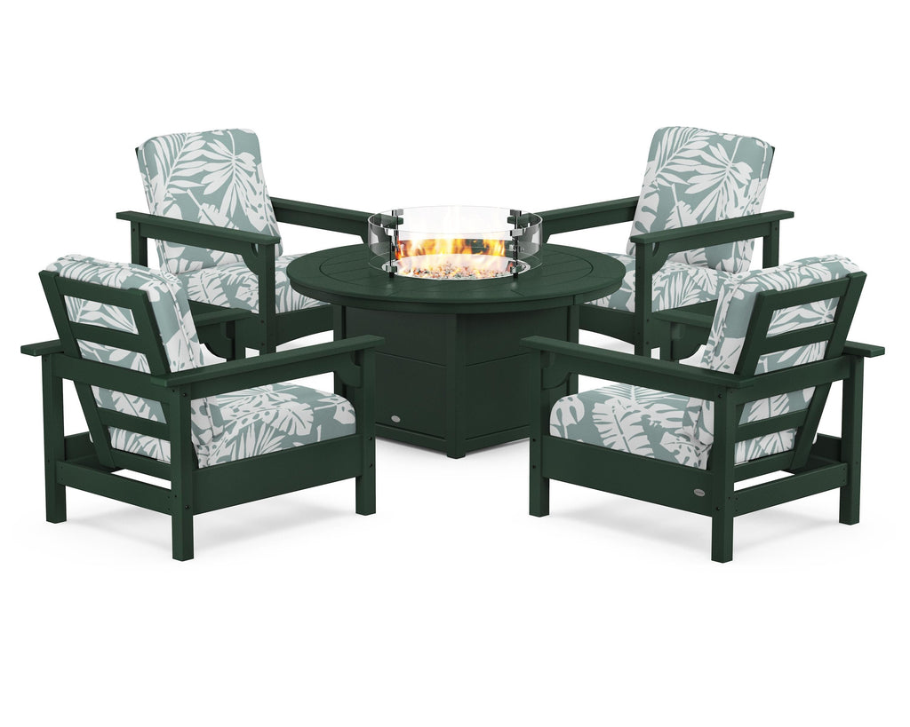 Club 5-Piece Conversation Set with Fire Pit Table