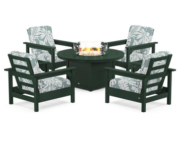 Club 5-Piece Conversation Set with Fire Pit Table
