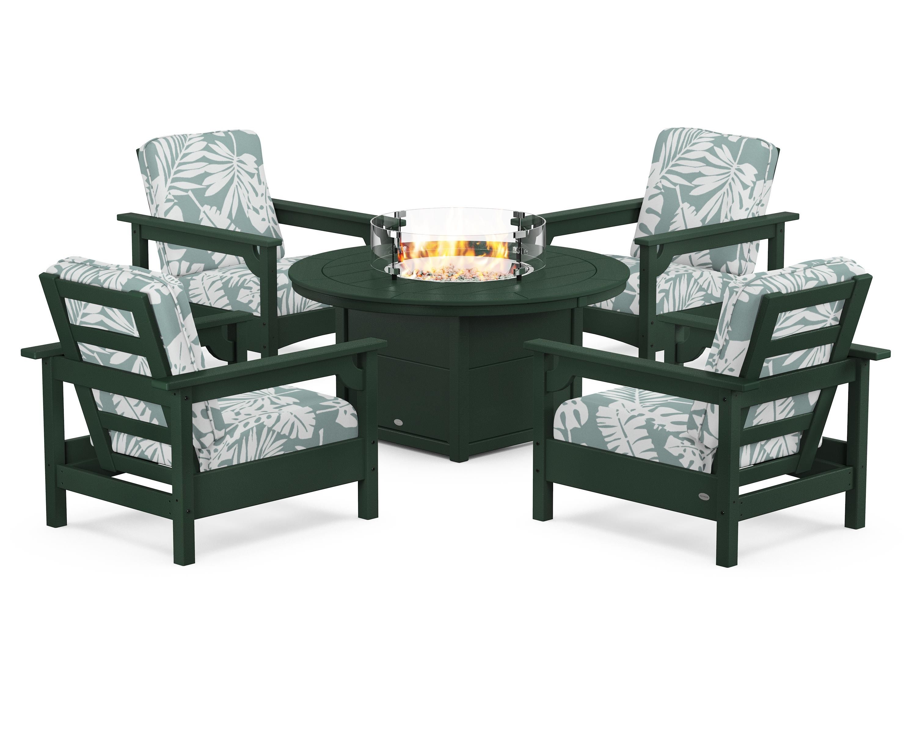 Club 5-Piece Conversation Set with Fire Pit Table