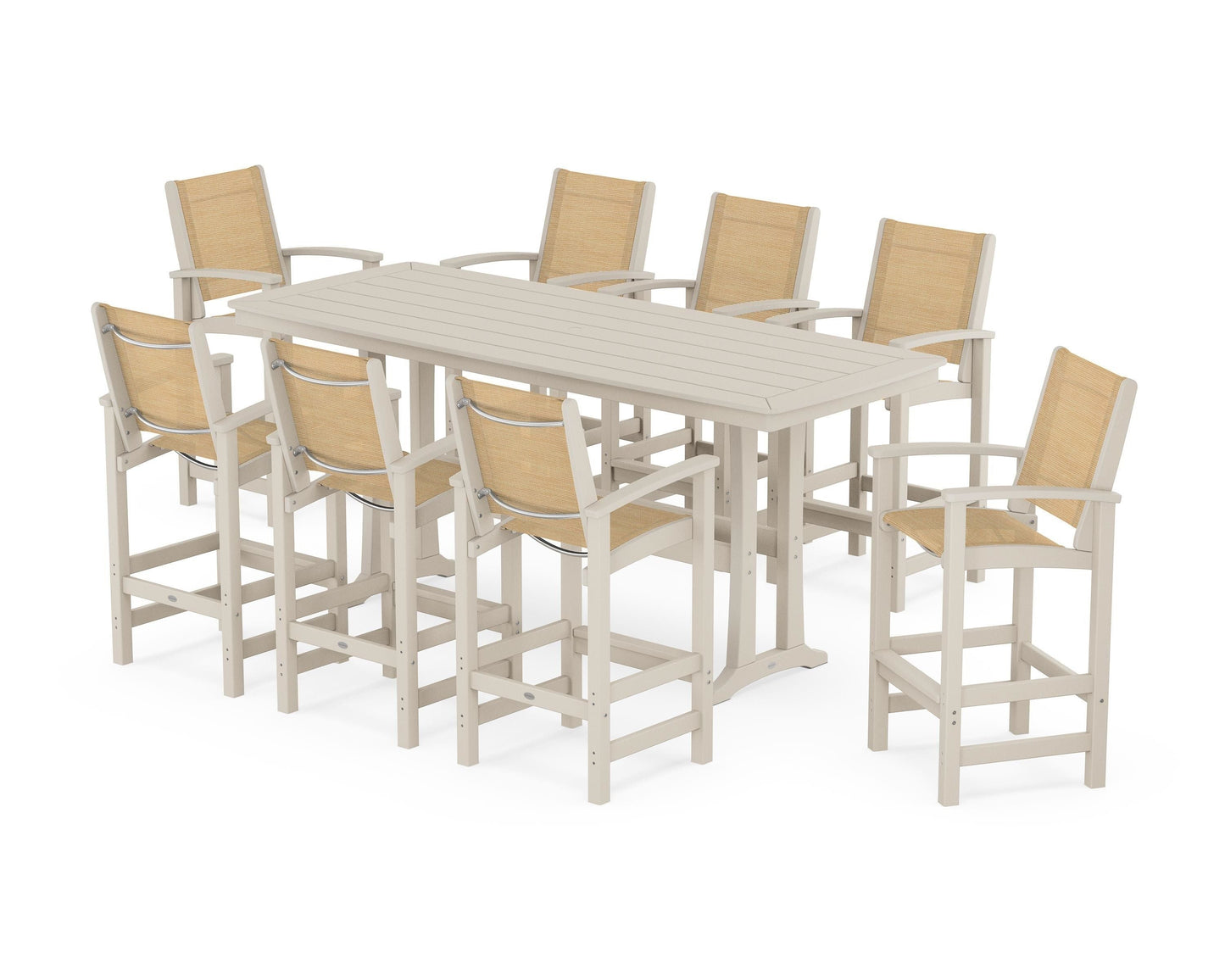 Coastal 9-Piece Bar Set with Trestle Legs