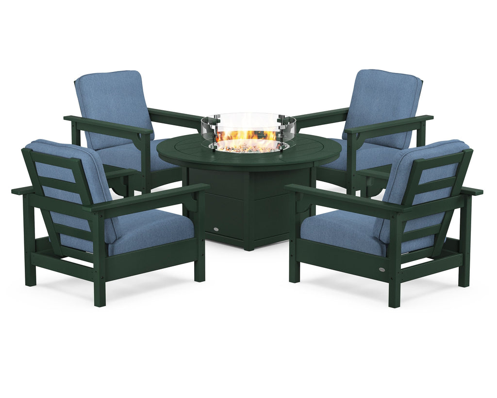 Club 5-Piece Conversation Set with Fire Pit Table