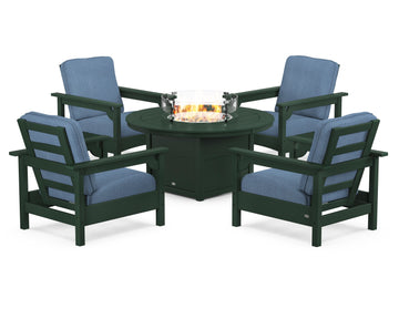 Club 5-Piece Conversation Set with Fire Pit Table