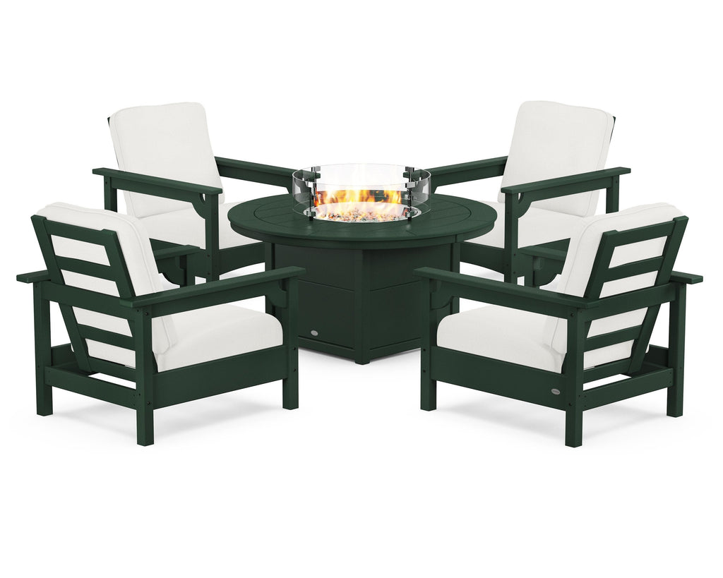Club 5-Piece Conversation Set with Fire Pit Table