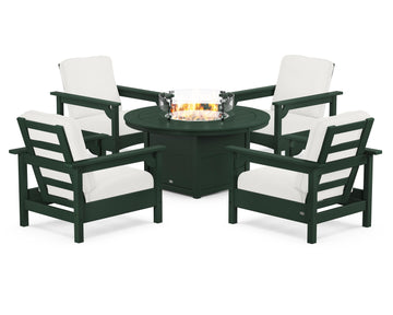 Club 5-Piece Conversation Set with Fire Pit Table