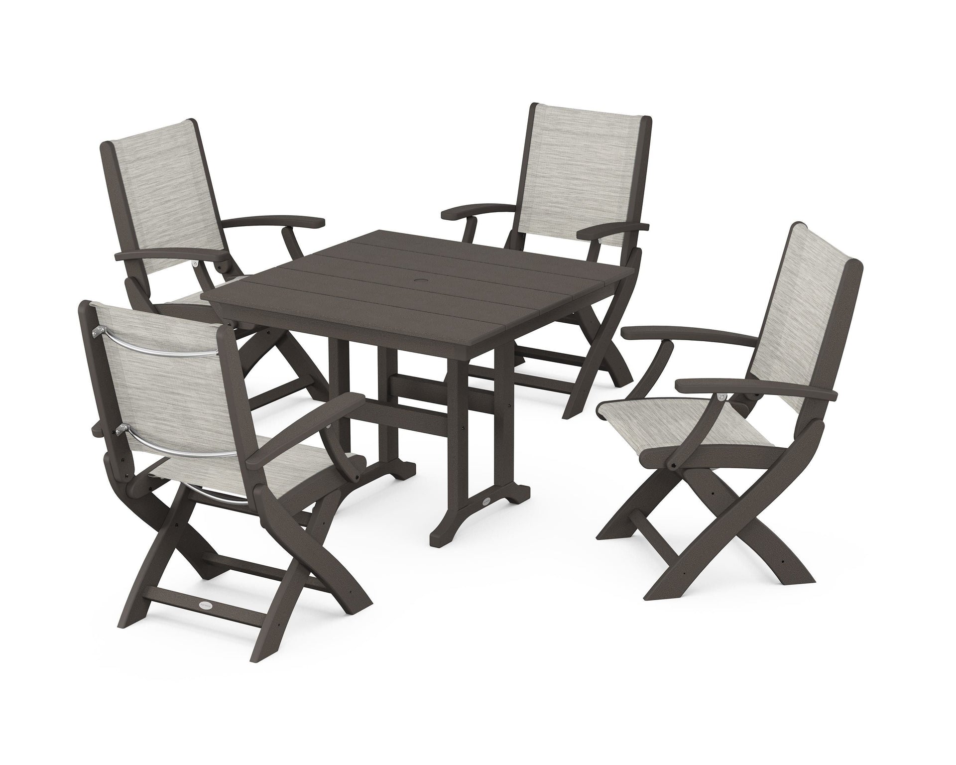 Coastal Folding Chair 5-Piece Farmhouse Dining Set