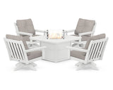 Vineyard 5-Piece Deep Seating Swivel Conversation Set with Fire Pit Table