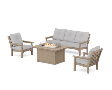 Vineyard Deep Seating Fire Pit Table Set