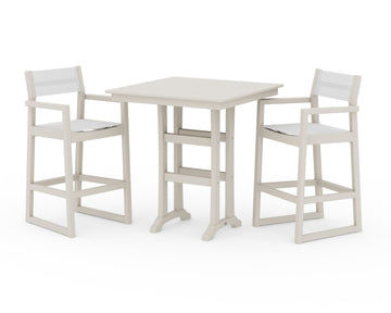 EDGE Sling Arm Chair 3-Piece Farmhouse Bar Set with Trestle Legs