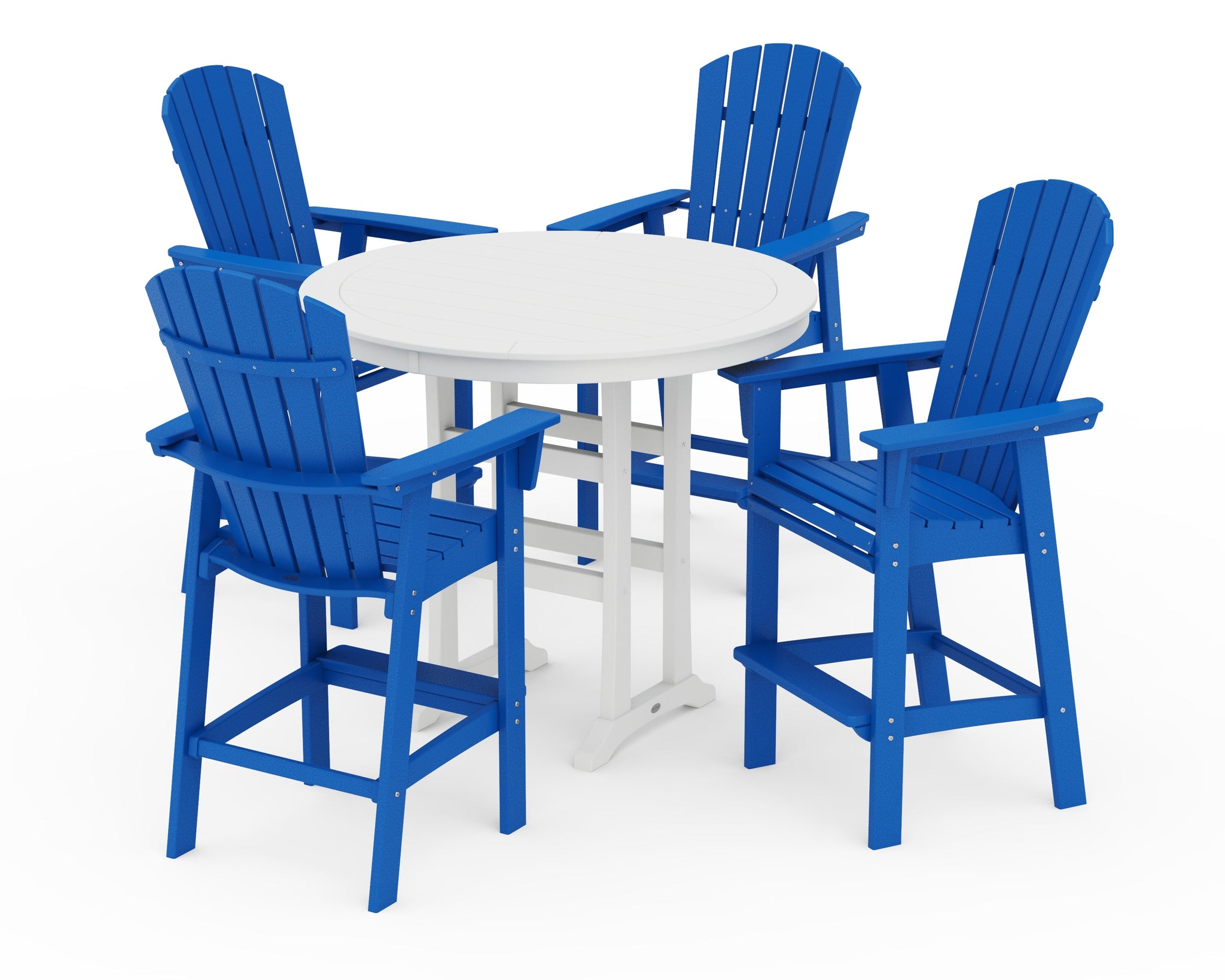 Nautical Curveback Adirondack 5-Piece Round Trestle Bar Set