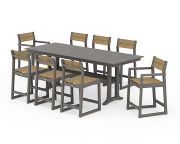 EDGE Sling 9-Piece Farmhouse Counter Set with Trestle Legs