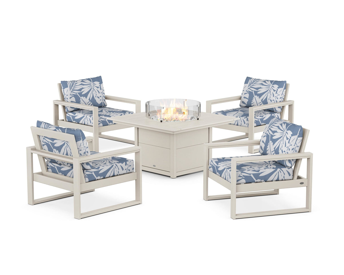 EDGE Sectional 5-Piece Deep Seating Set with Fire Pit Table