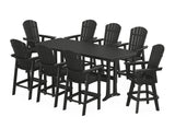 Nautical Curveback Adirondack Swivel 9-Piece Bar Set with Trestle Legs