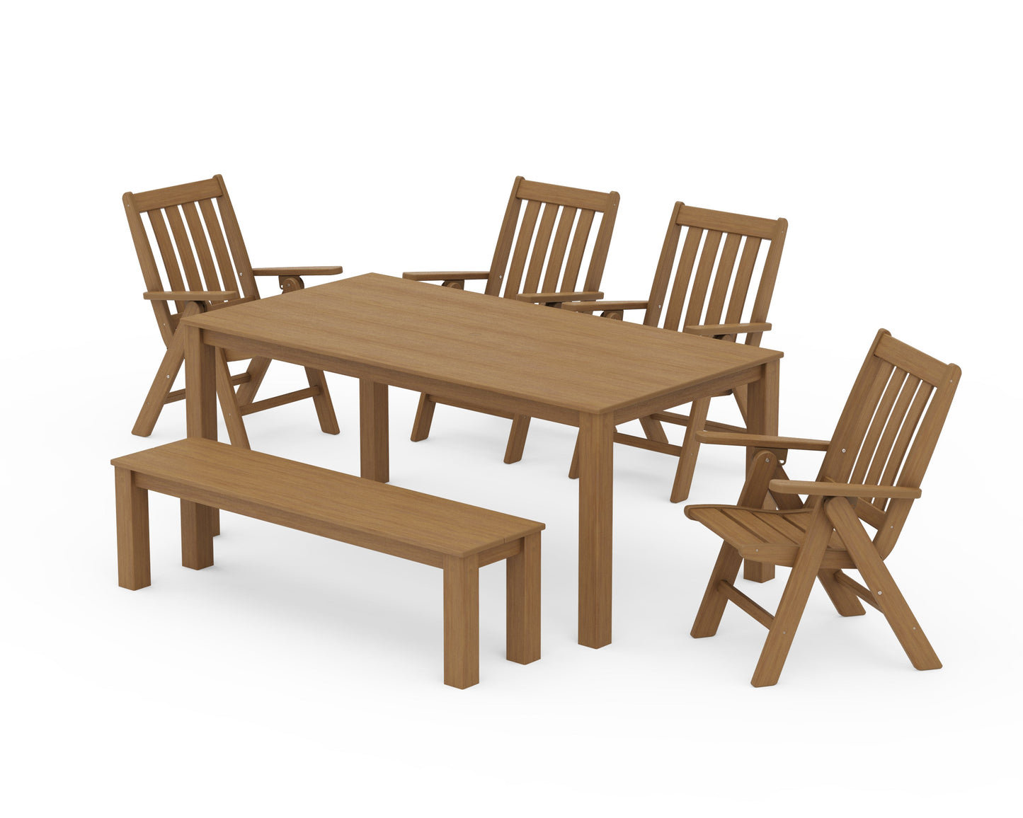 Vineyard Folding Chair 6-Piece Parsons Dining Set with Bench