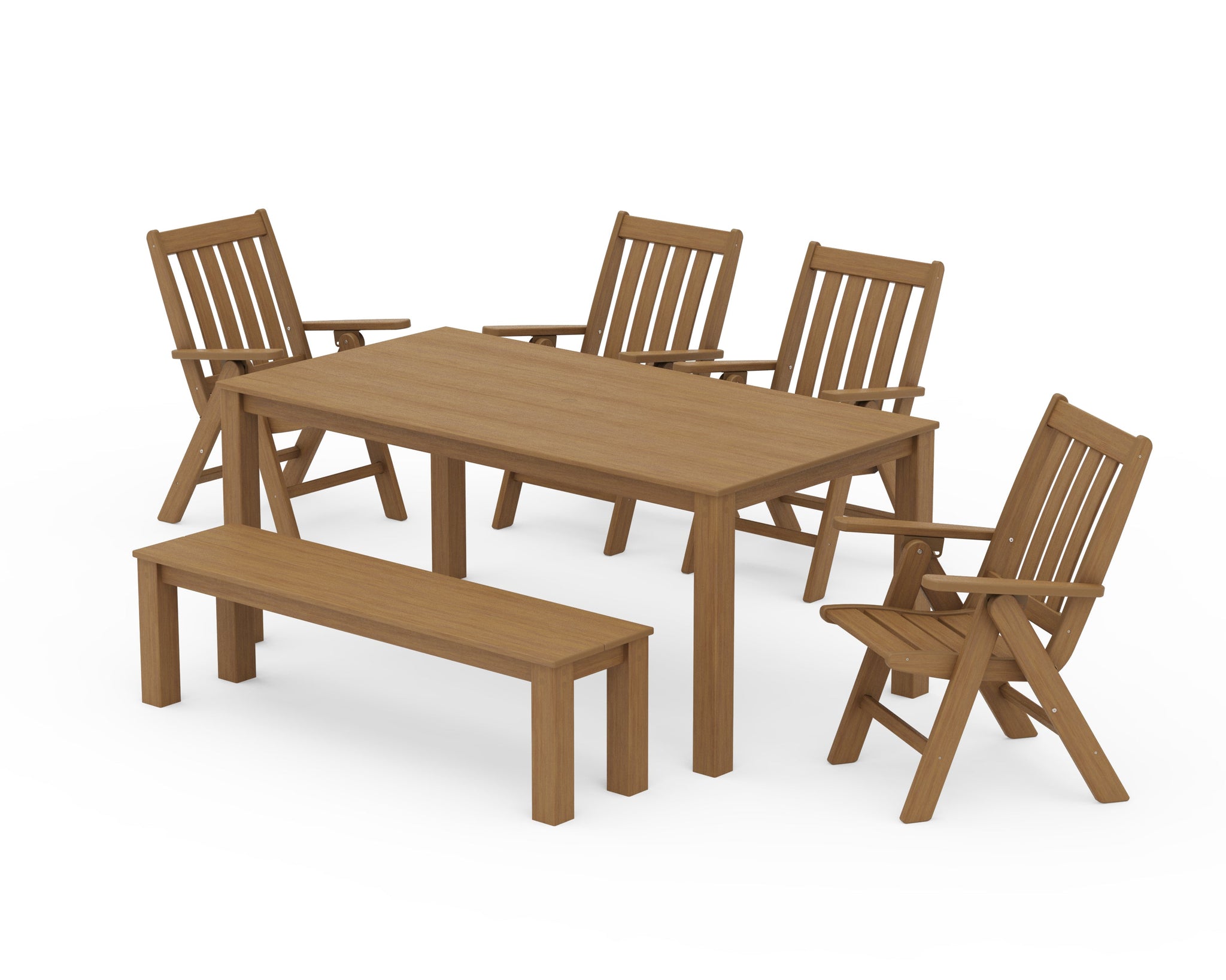 Vineyard Folding Chair 6-Piece Parsons Dining Set with Bench