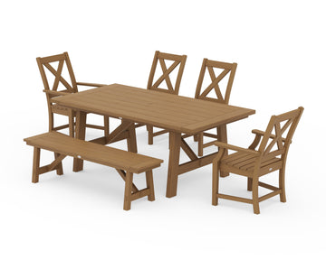 Braxton 6-Piece Rustic Farmhouse Arm Chair Dining Set with Bench