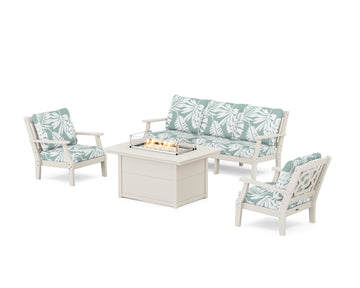 Chinoiserie Deep Seating Fire Pit Table Set