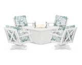 Braxton 5-Piece Deep Seating Swivel Conversation Set with Fire Pit Table