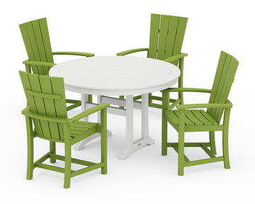 Quattro 5-Piece Round Dining Set with Trestle Legs