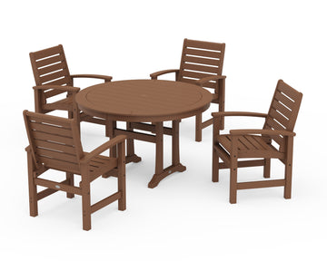 Signature 5-Piece Round Dining Set with Trestle Legs