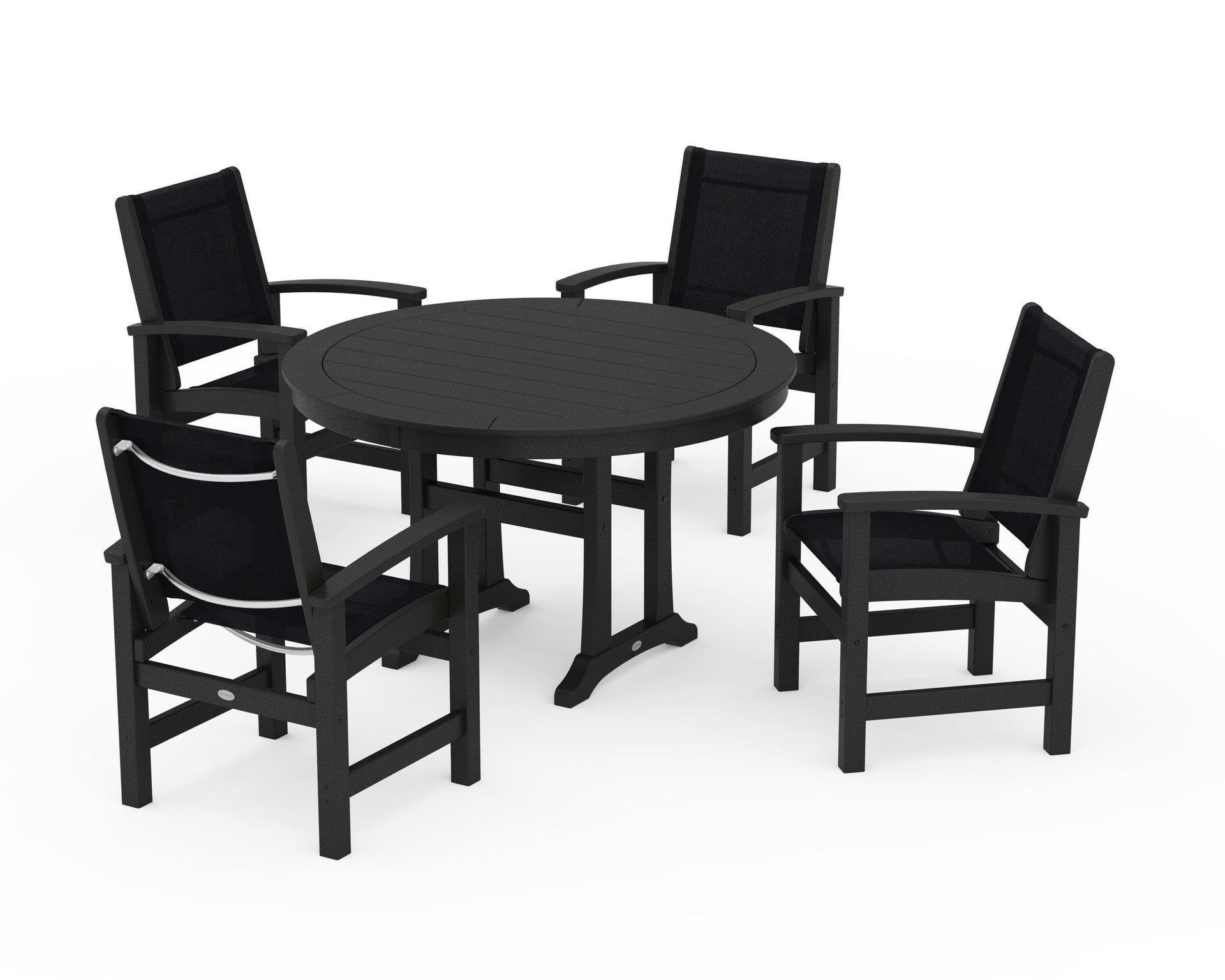Coastal 5-Piece Round Dining Set with Trestle Legs