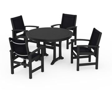 Coastal 5-Piece Round Dining Set with Trestle Legs