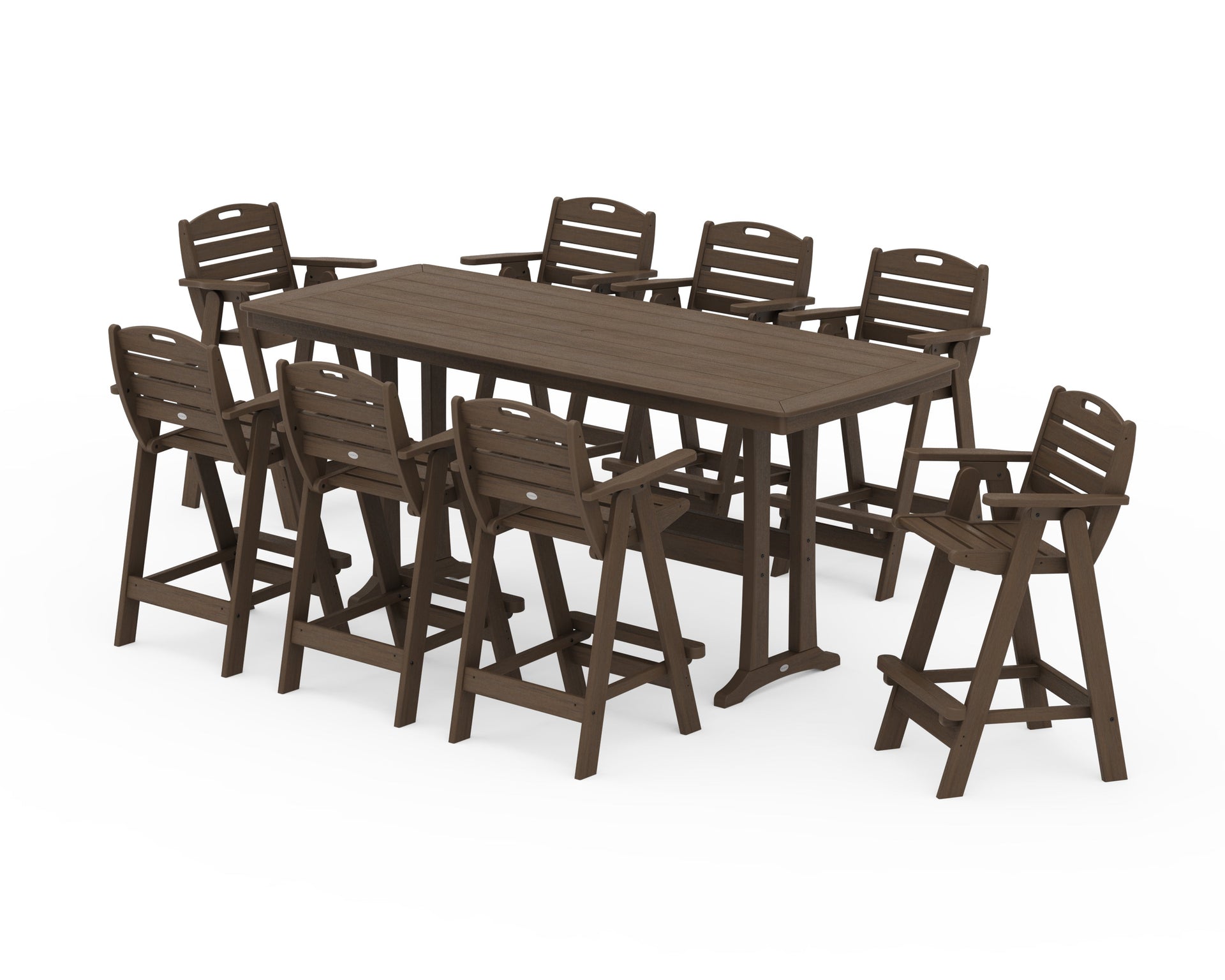 Nautical 9-Piece Bar Set with Trestle Legs