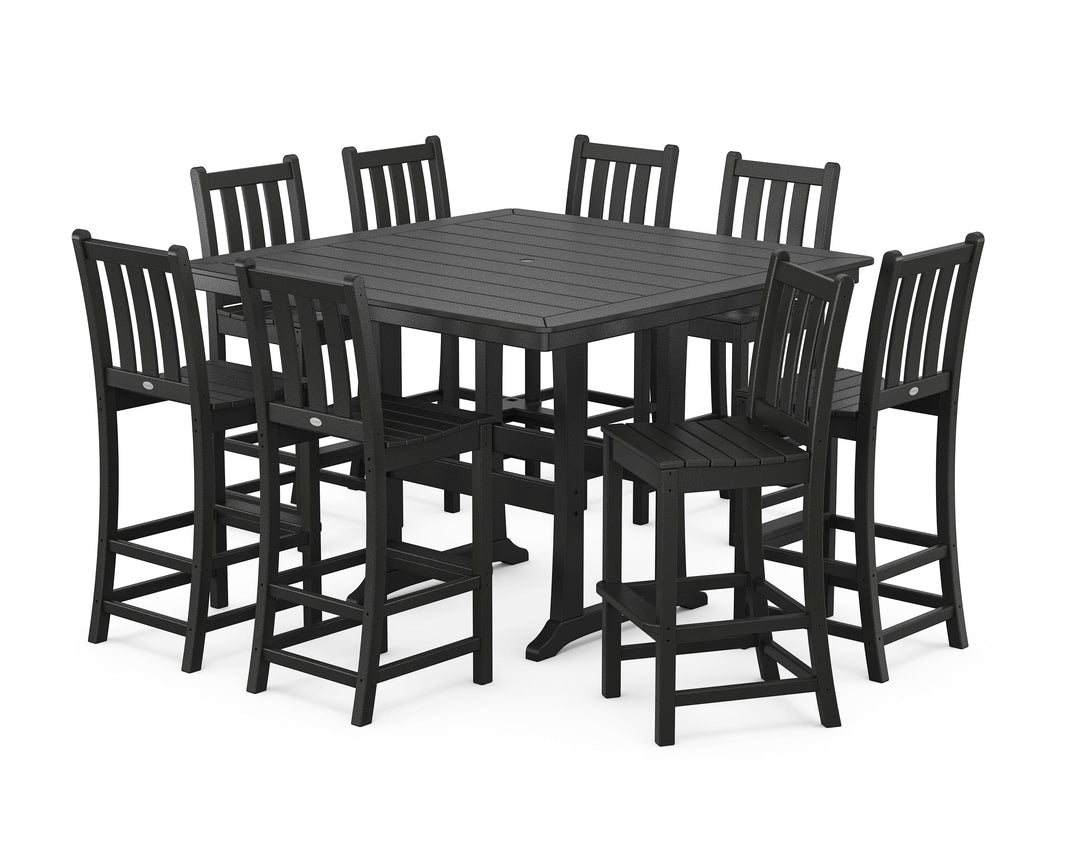 Traditional Garden 9-Piece Nautical Trestle Bar Set